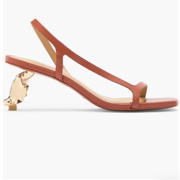 Cult Gaia Terracotta Heels with Gold Accent - Picture 3 of 7